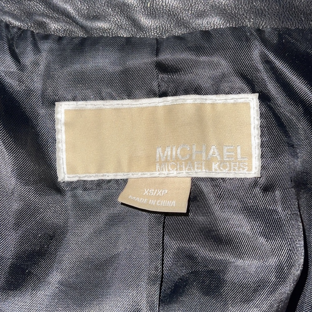 Women's Michael Kors Black Leather Zip Jacket XS - Picture 11 of 16